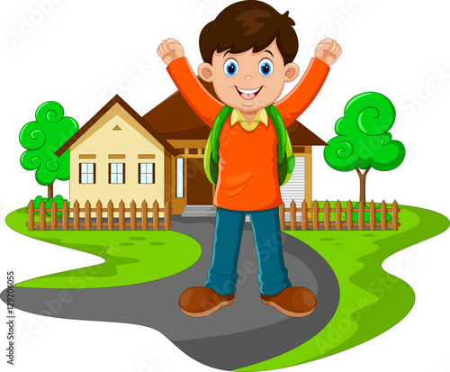 Cute boy go to school