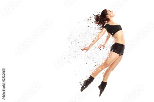Canvas Print Dancer jumping with expansion effect