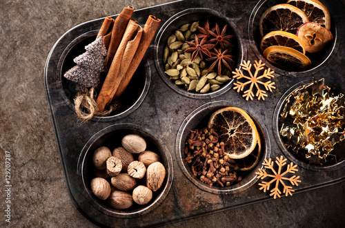 Christmas spices for baking Stollen and cookies
