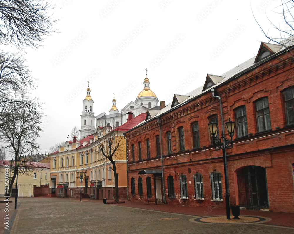Old city street near the Holy Dormition Cathedral, Vitebsk, Belarus