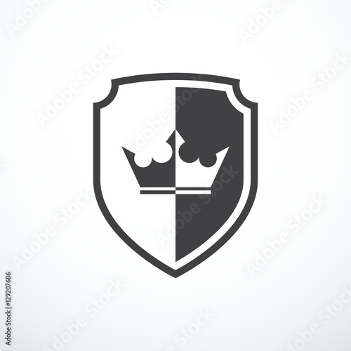 Vector shield with crown. Shield icon