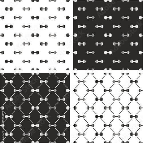Dumbbell or Fitness Weight Seamless Pattern Set