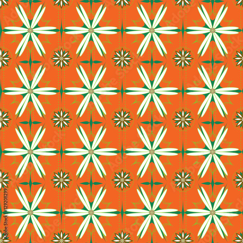 bright floral seamless pattern with white chamomiles on an orang