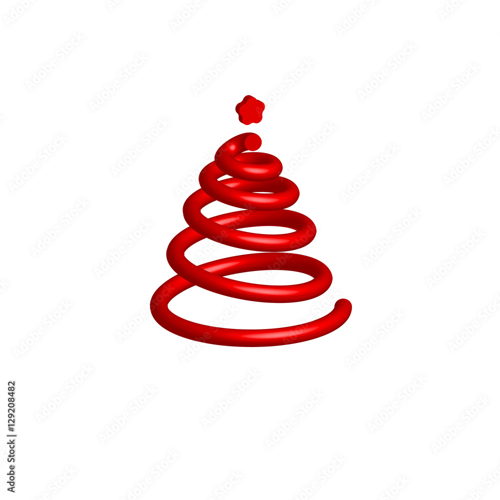 Red volume christmas tree in the form of a spiral. Vector illustration Red volume christmas tree in the form of a spiral. Vector illustration