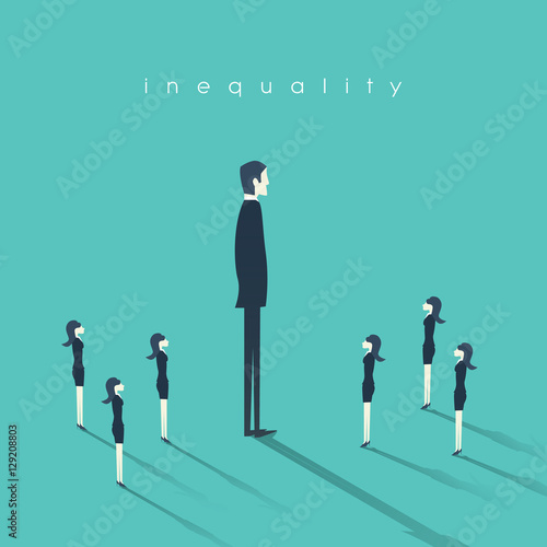 Business gender inequality concept with businessman and businesswoman symbol.