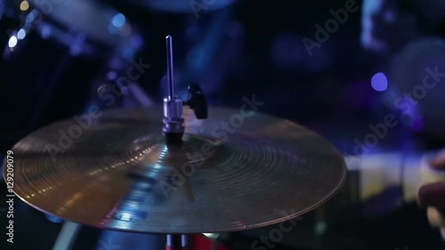 plates on the drum set close up