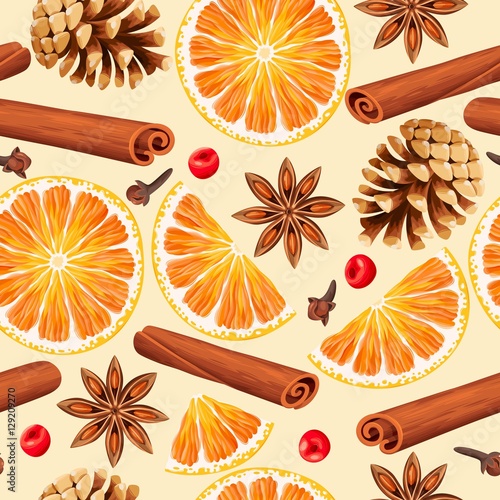 Seamless orange and spices