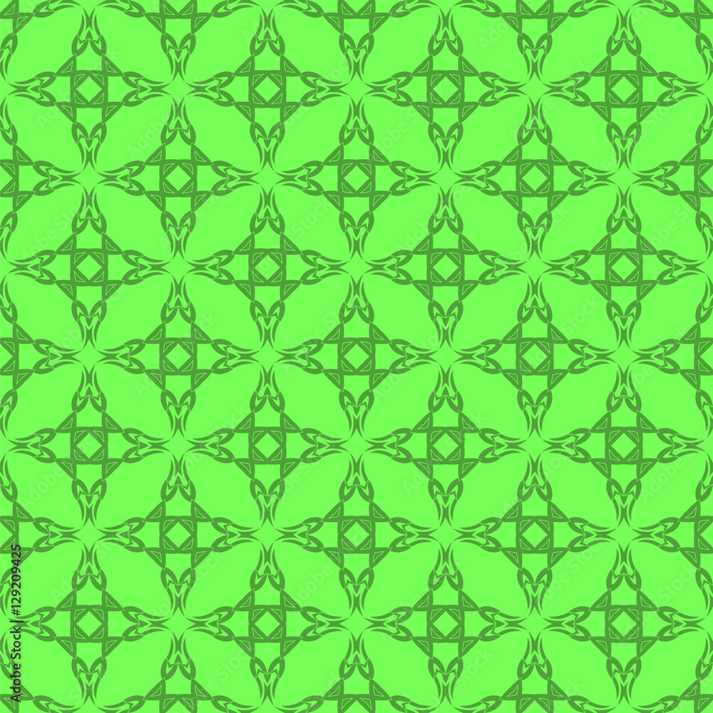 Green Ornamental Seamless Line Pattern. Endless Texture. Oriental Geometric Ornament Green Ornamental Seamless Line Pattern. Endless Texture. Oriental Geometric Ornament