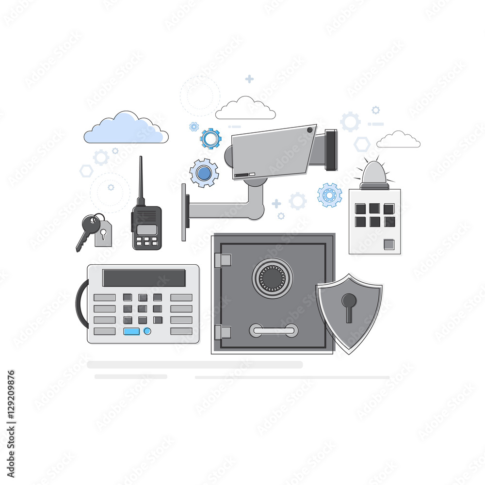 Alarm Thief Security Protection Insurance Web Banner Vector Illustration Alarm Thief Security Protection Insurance Web Banner Vector Illustration