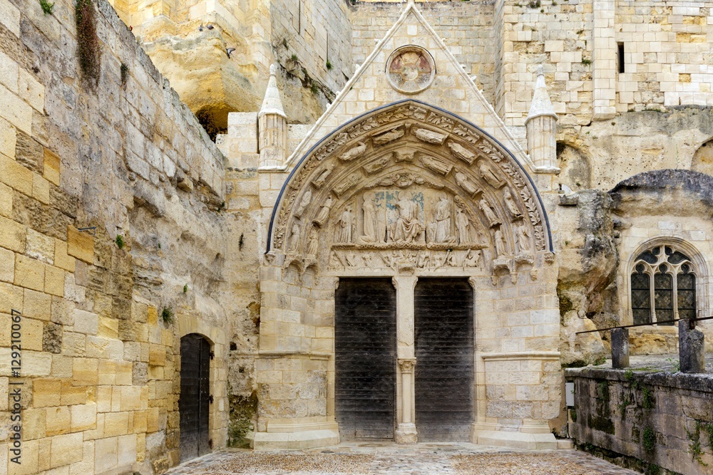 Naklejka premium Old monolithic church entrance