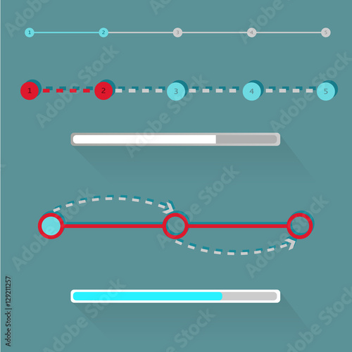 Flat web design progress bars set. Vector illustration