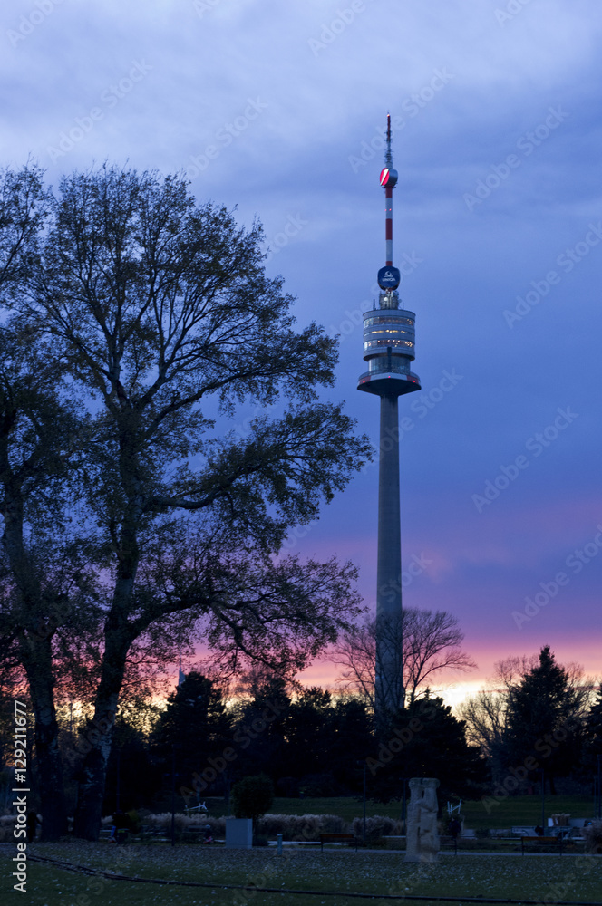 Obraz premium Danube tower vienna at evening