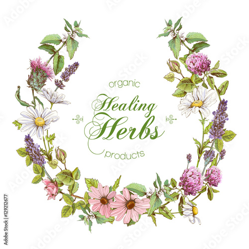 Vector herbal wreath