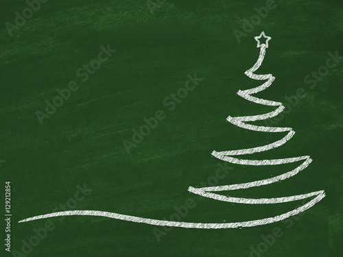 Christmas tree draws on blackboard