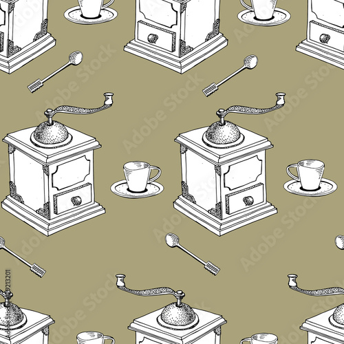 Seamless Coffee Pattern vector illustration.