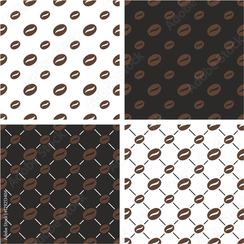 Coffee Bean Big & Small Seamless Pattern Color Set