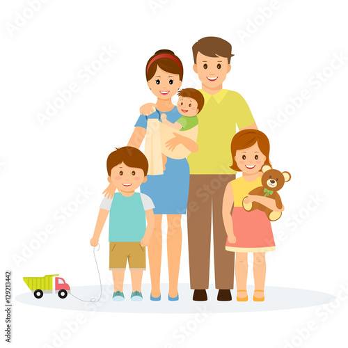 Family portrait in flat style