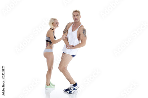 Lustiges Sportliche Paar haben Spass Porträt