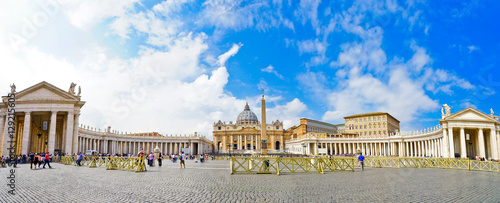 View of the St. Peter's Basilica in a sunny day in Vatican.