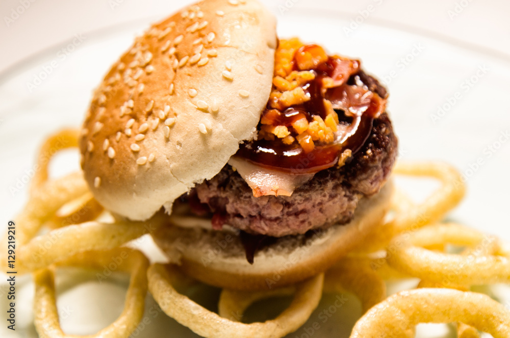 Hamburger with chips Hamburger with chips
