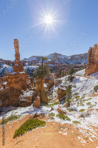 Hoodoos, Sun and Snow at Br...