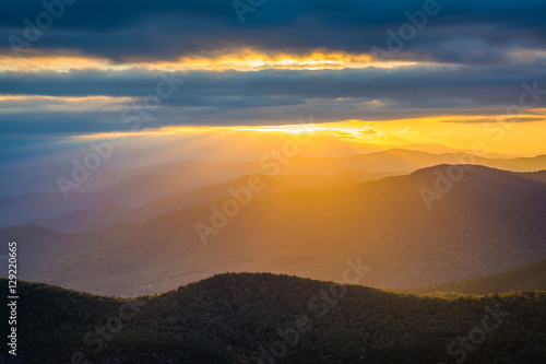 Sunset over the Blue Ridge Mountains from Table Rock, on the rim © jonbilous