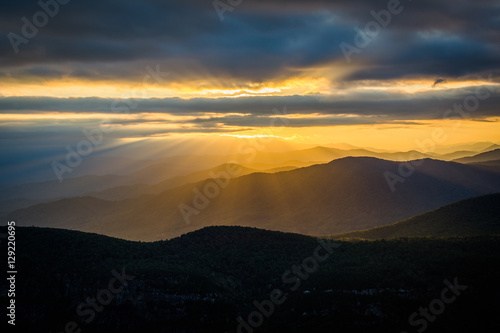 Sunset over the Blue Ridge Mountains from Table Rock, on the rim © jonbilous