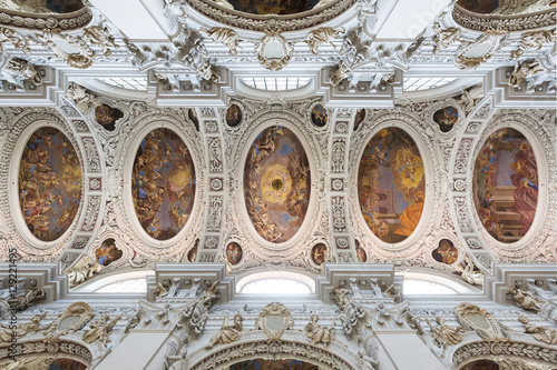 Baroque ceiling frescoes of St. Stephen's cathedral in Passau, Germany