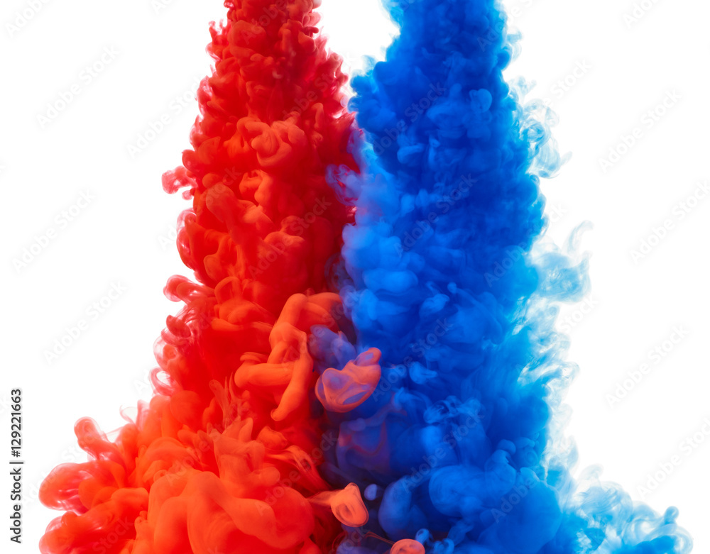Fototapeta premium Red and blue paint splash