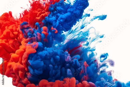 Blue and red paint splash