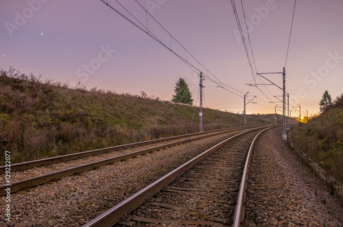 Railroad track in the night