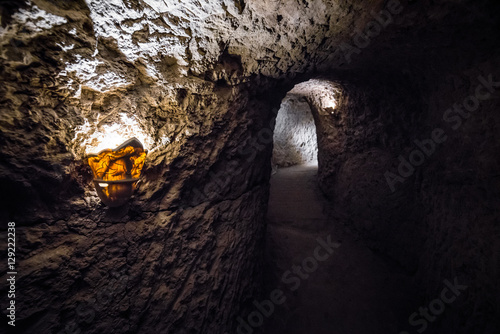 Passageway of Nooshabad (Nushabad) underground city called Ouee in Iran