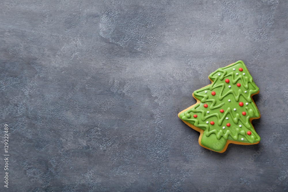 Christmas cookies on a grey wooden table