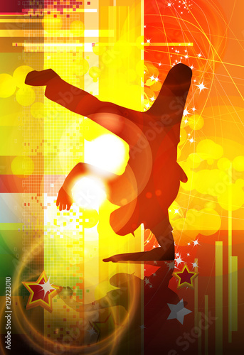 Dancing silhouette, breakdance, vector illustration
