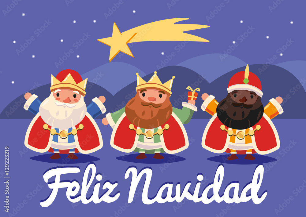 Felicitacion Navidena De Los Tres Reyes Magos Stock Vector Adobe Stock Felicitacion Navidena De Los Tres Reyes Magos Stock Vector Adobe Stock