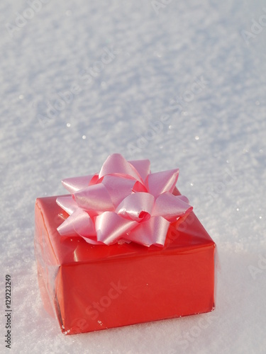 christmas gift in the snow photo