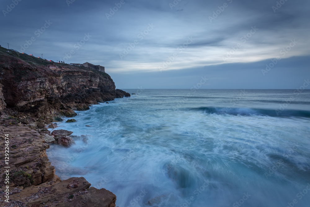 Lighthouse View of the beach in Nazare.