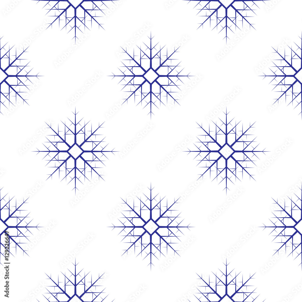 Seamless pattern with blue snowflakes