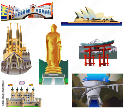 World Landmarks, set 4. Vector icons, isolated