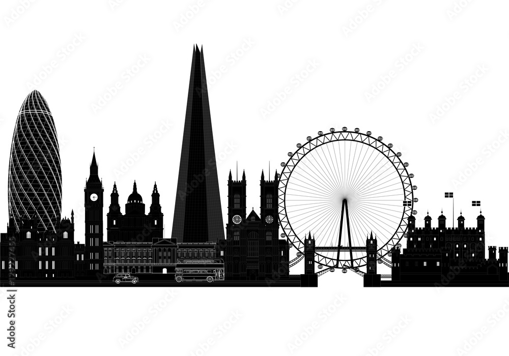 London city skyline silhouette, vector illustration. Isolated