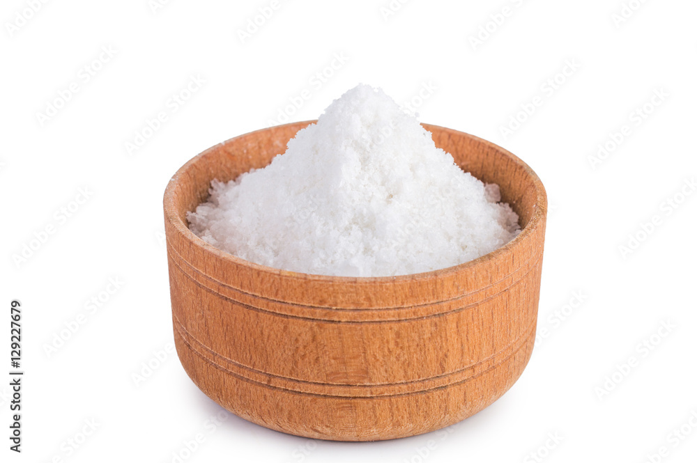 salt in  bowl on white background