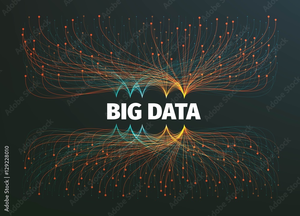 big data background vector illustration. Information streams. Future technology - obrazy, fototapety, plakaty 