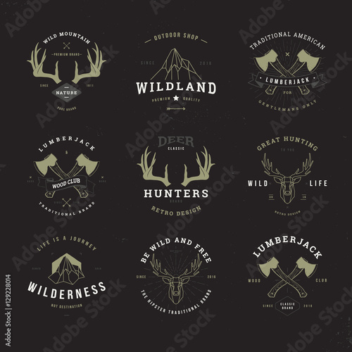 wildlife hunters logo set invert