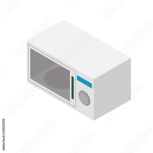 Microwave isometric design. The device for heating food isolated 3d object. vector illustration