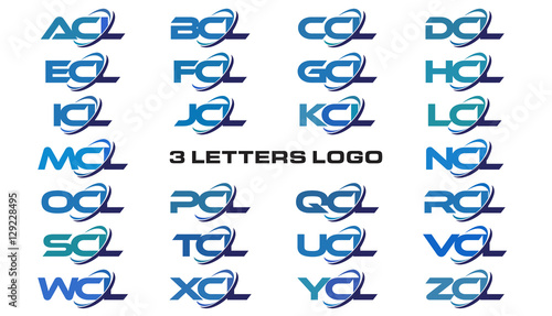 3 letters modern generic swoosh logo ACL, BCL, CCL, DCL, ECL, FCL, GCL, HCL, ICL, JCL, KCL, LCL, MCL, NCL, OCL, PCL, QCL, RCL, SCL,TCL, UCL, VCL, WCL, XCL, YCL, ZCL