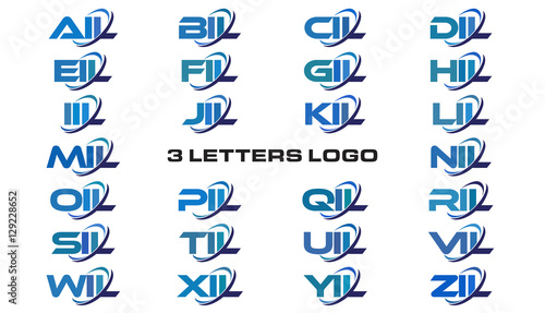 3 letters modern generic swoosh logo AIL, BIL, CIL, DIL, EIL, FIL, GIL, HIL, IIL, JIL, KIL, LIL, MIL, NIL, OIL, PIL, QIL, RIL, SIL,TIL, UIL, VIL, WIL, XIL, YIL, ZIL photo