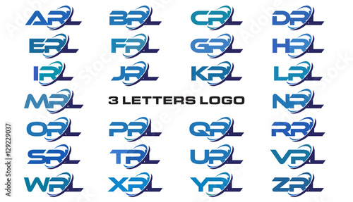 3 letters modern generic swoosh logo ARL, BRL, CRL, DRL, ERL, FRL, GRL, HRL, IRL, JRL, KRL, LRL, MRL, NRL, ORL, PRL, QRL, RRL, SRL,TRL, URL, VRL, WRL, XRL, YRL, ZRL
