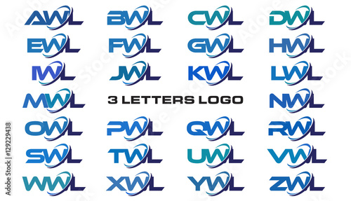 3 letters modern generic swoosh logo AWL, BWL, CWL, DWL, EWL, FWL, GWL, HWL, IWL, JWL, KWL, LWL, MWL, NWL, OWL, PWL, QWL, RWL, SWL,TWL, UWL, VWL, WWL, XWL, YWL, ZWL