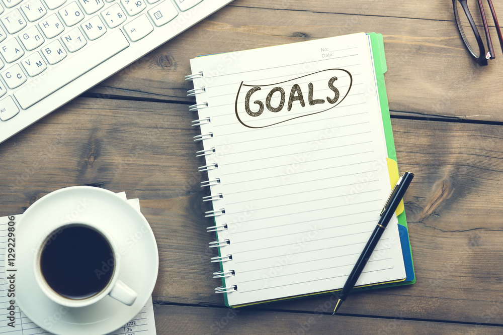 goals word on notepad and keyboard goals word on notepad and keyboard