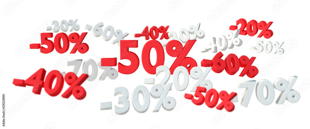 Sales icons floating in the air 3D rendering Sales icons floating in the air 3D rendering